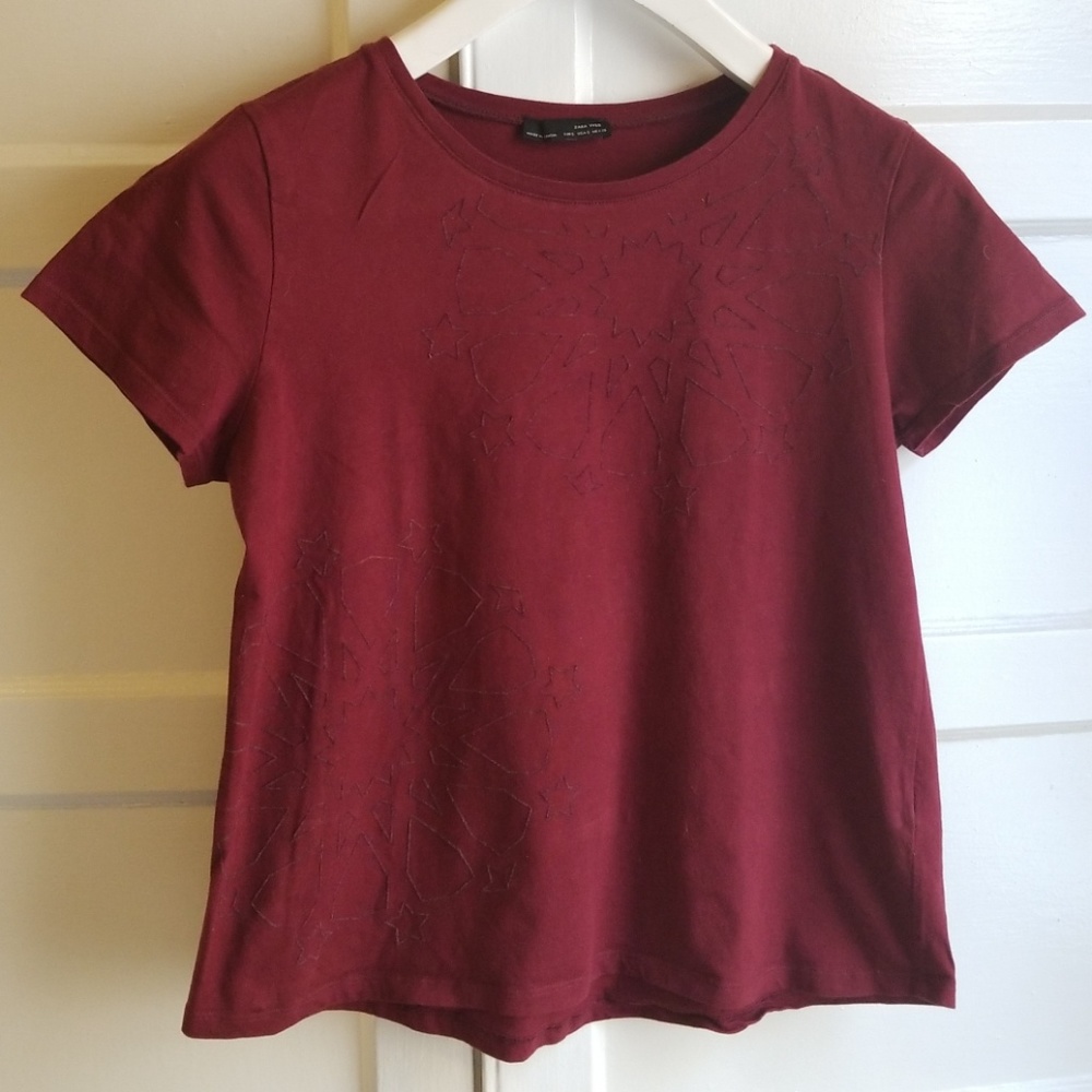 Zara maroon arabian pattern t-shirt, Sz. S